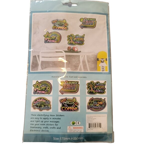 Good Vibes Neon Wall Sticker 3-D Rainbow Home Decor 9.5" NIP Jj3460 - Picture 4 of 4